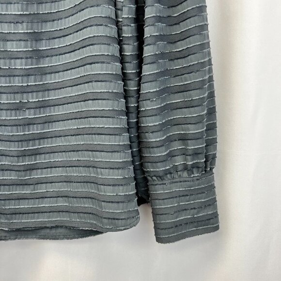Loft Womens Gray Striped Long Sleeve Square Neck Pullover Blouse Top Size Medium - Picture 8 of 10